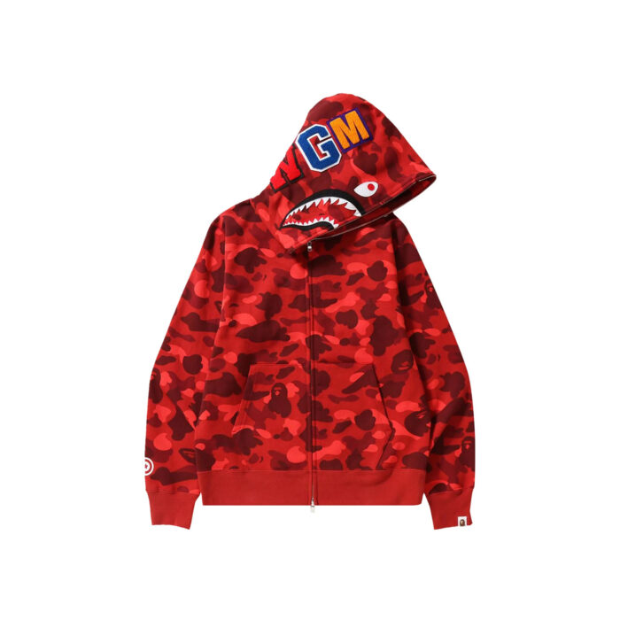 BAPE Color Camo Shark Full Zip Hoodie Red