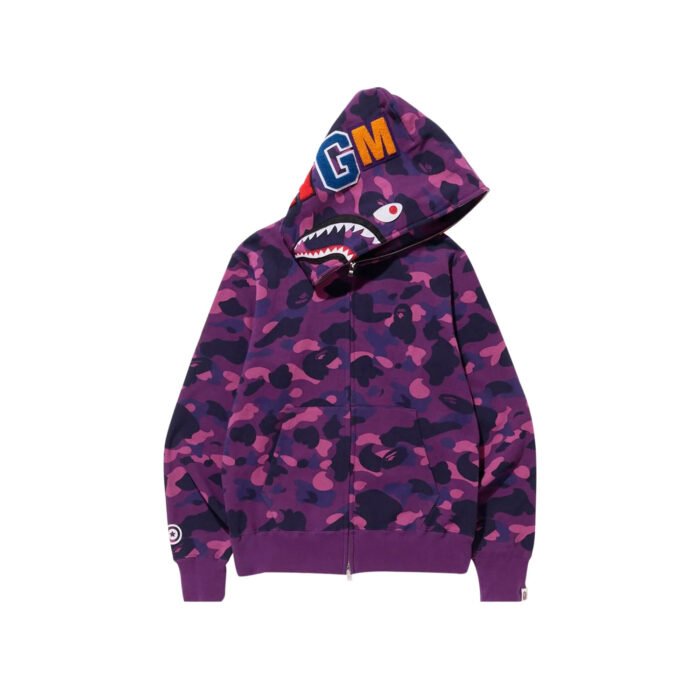BAPE Color Camo Shark Full Zip Hoodie Purple