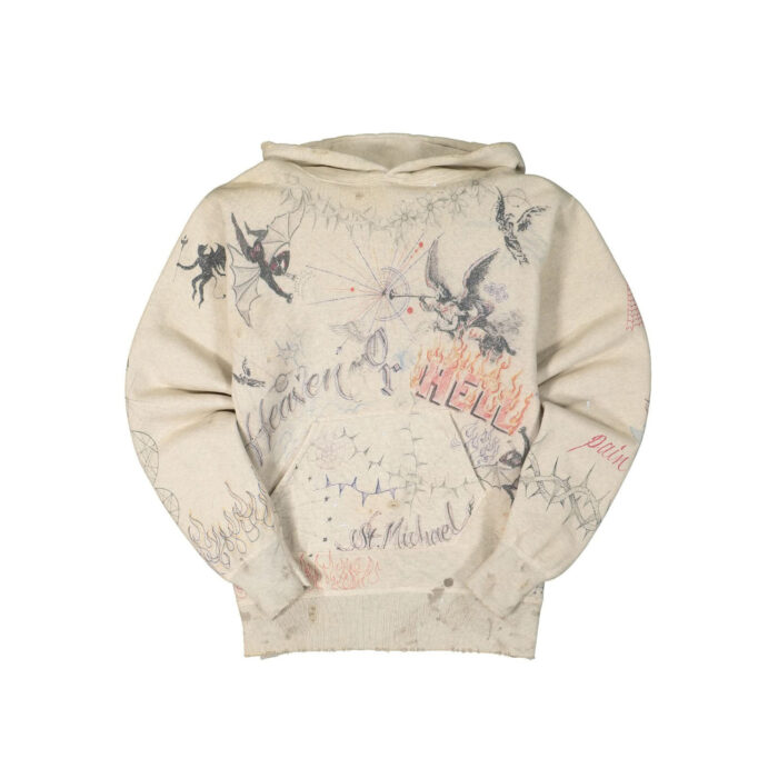 Saint Michael x Dr Woo Graffiti Hoodie Beige